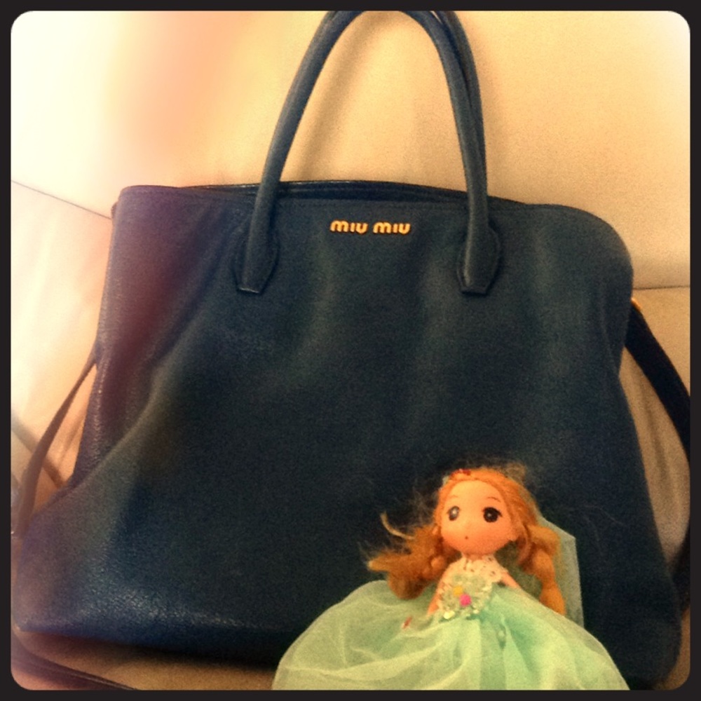 Miu Miu blue leather handbag